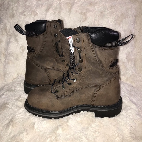 Red Wing Brown Work Boots Steel Toe Waterproof - Picture 3 of 6